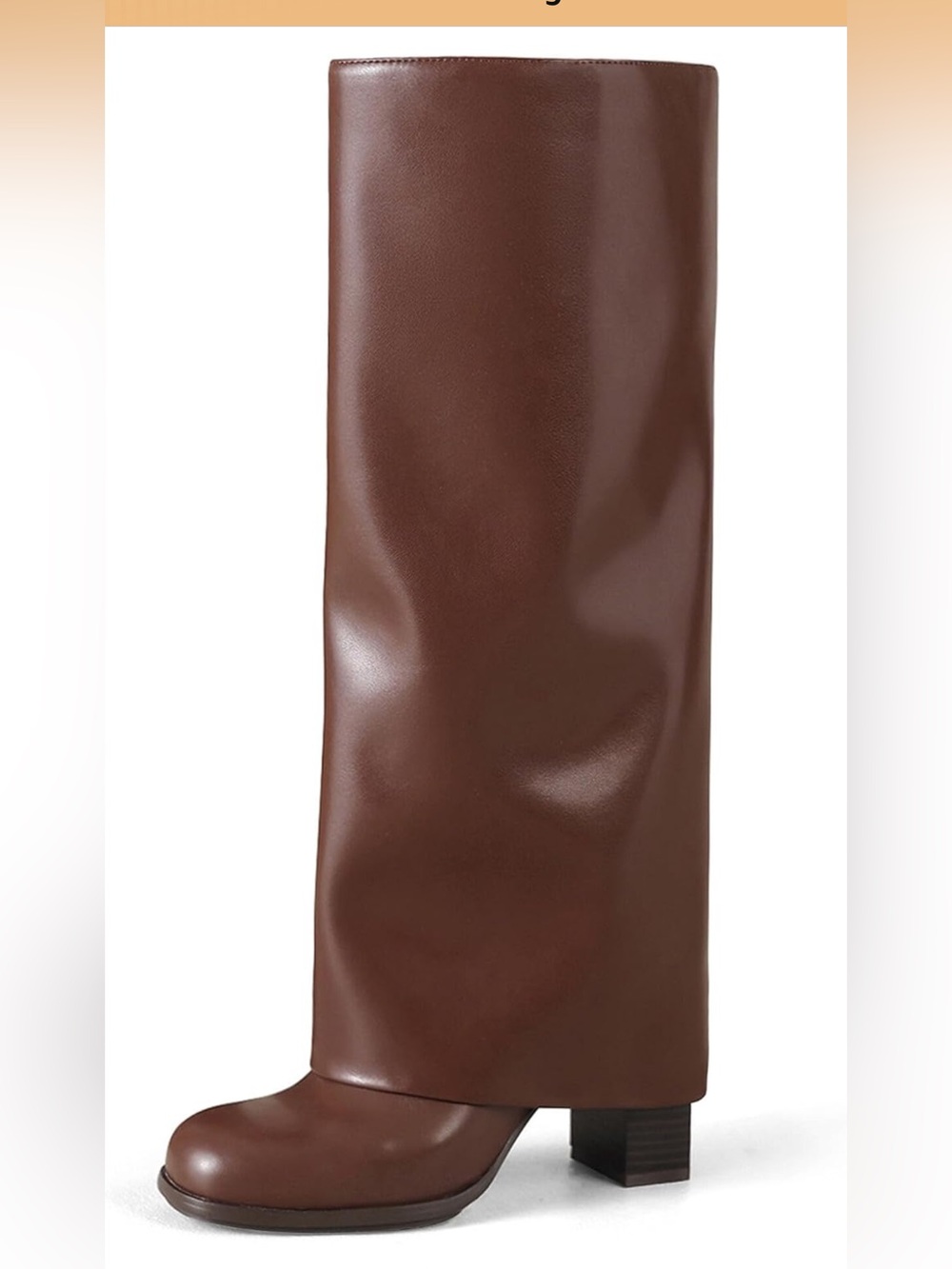 Meolee Brown Tall Leather Boot